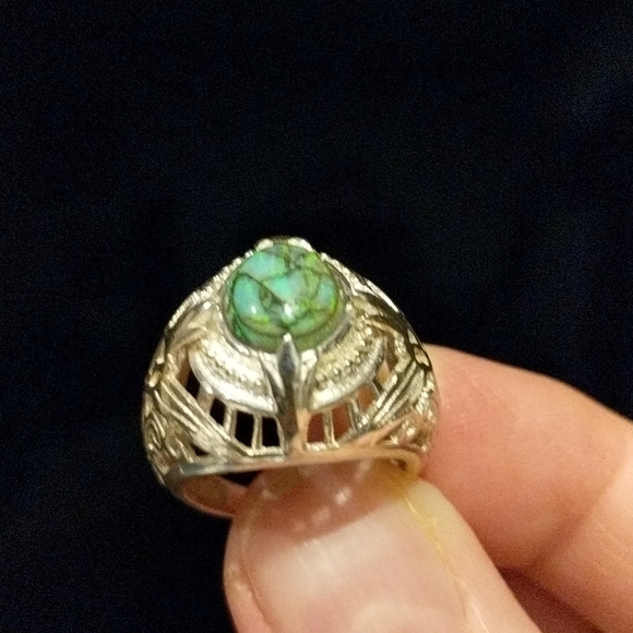 Art Deco Sterling Opal .925 Silver Ring Size 6 - Picture 5 of 7